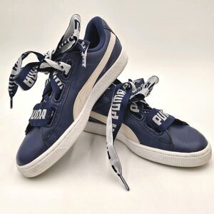 Puma Shoes Women's 7.5 US Basket Heart De Blue/White Leather Sneakers 364082 02